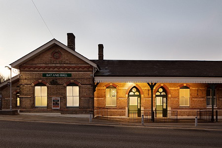 station at night